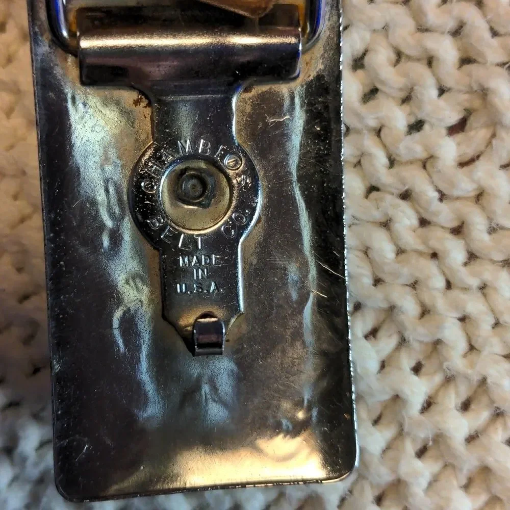 Vintage leather belt with Chambers buckle‎